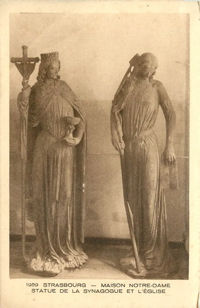 Strasbourg — Maison Notre-Dame, statues de la synagogue et l'église — Édition Braun & Cie - Recto
