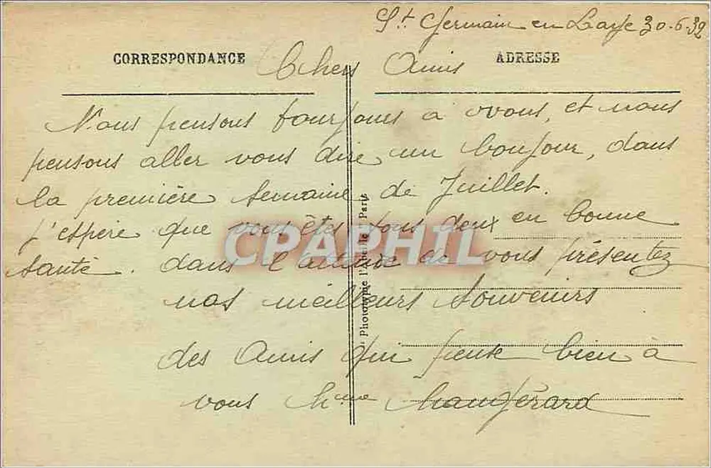 St-GERMAIN-en-LAYE - Schloss und Bahnhof vom Erdgeschoss aus gesehen — Unbekannter Verlag, n° 48 - Rückseite
