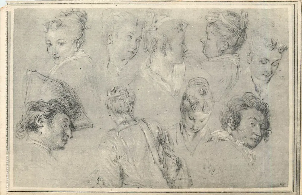 Étude de Têtes — Honore Watteau — Étude de Têtes — Honore Watteau - Recto