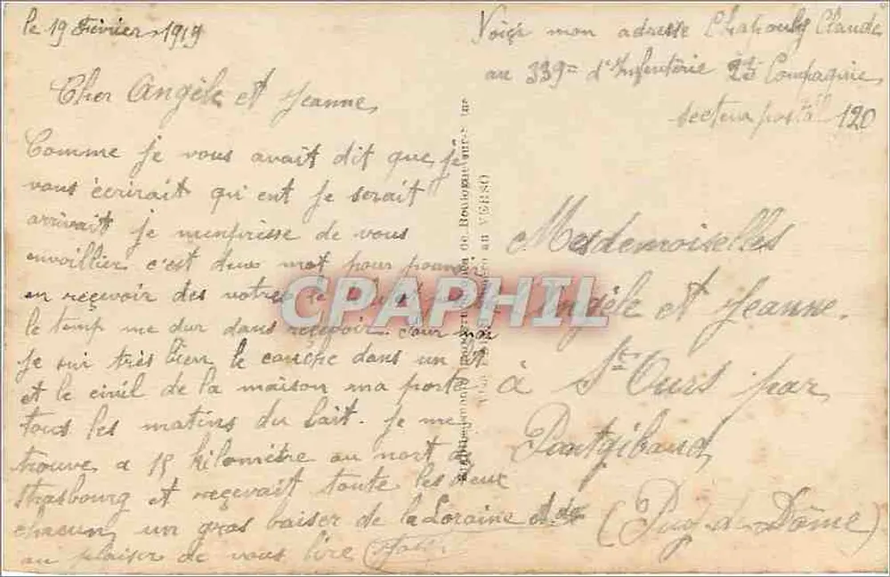 사랑의 자석 — 사랑의 천사와 모자 쓴 남자를 그린 일러스트 카드 — DIX, 파리 발행, 번호 1190 - 뒷면