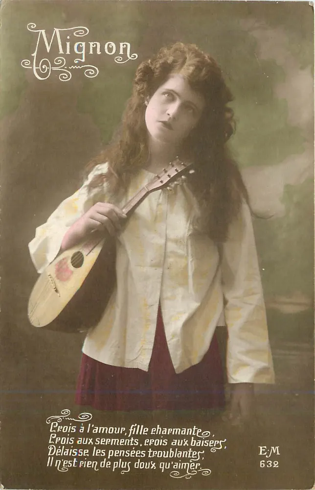 Fille charmante avec mandoline — Mignon, série EM 632 - Recto