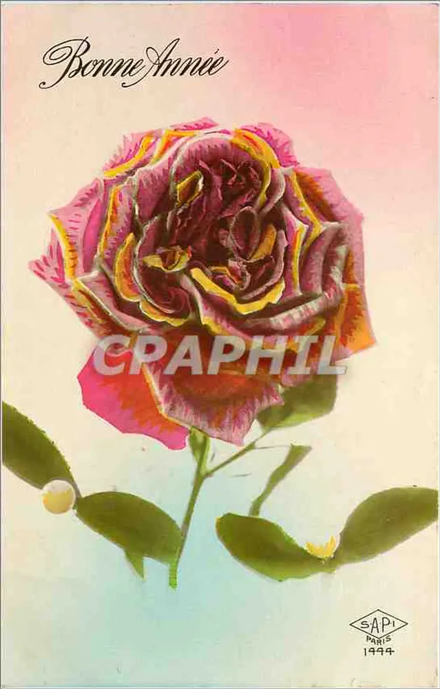 Rosas — Boa Ano — SAPI Paris 1444 - Frente