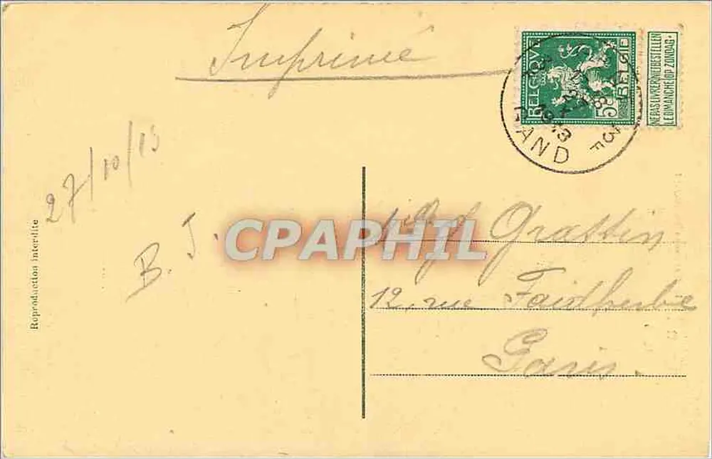 Gent — Het monument Ros Bayard — Collectie Gand Maritime 1913 - Achterkant