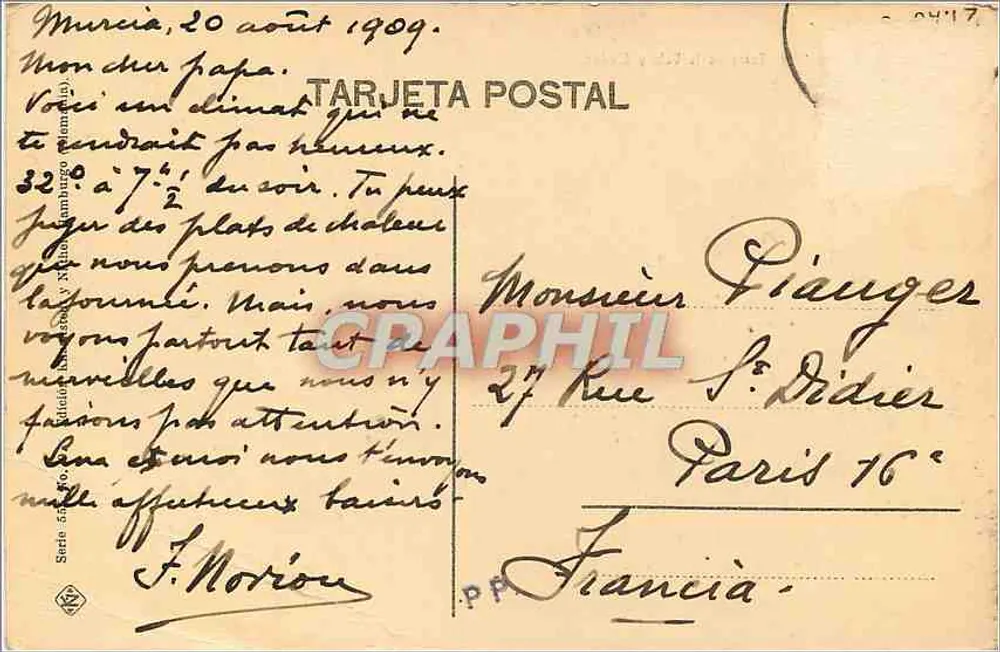 Granada — Torre de la Vela y Ciudad — editor não identificado, série não legível - Verso