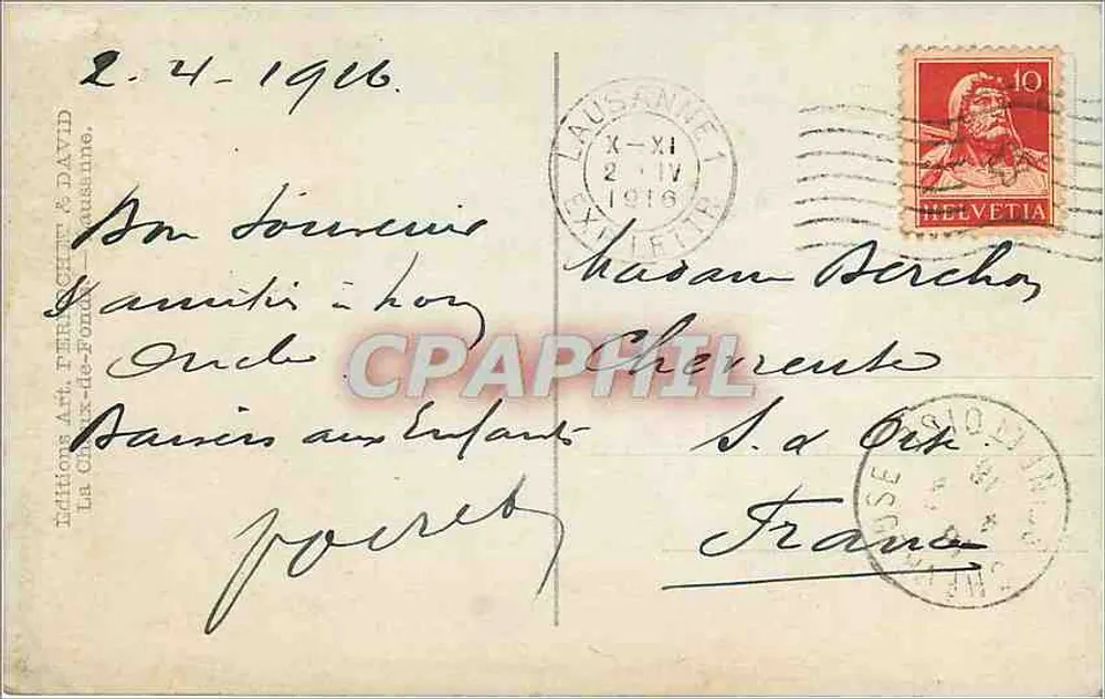 Lausanne — See Léman und Alpen der Savoyen — Éditions A. & David, Lausanne, n° 1606 - Rückseite