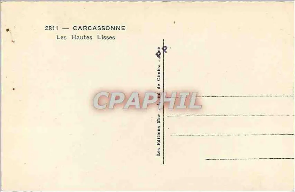 Carcassonne — As Altas Lises — Edições Mar de Cimiez - Verso