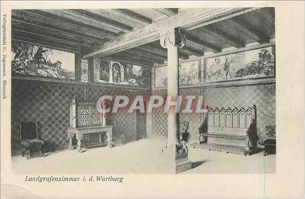 Landgrave's Room in the Wartburg — richly decorated interior — Vorgangsamt C. Jagmann, Bisenach - Front