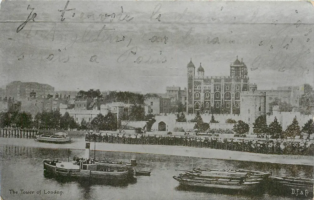La Tour de Londres — vue du fleuve — D.F. & Co. - Recto