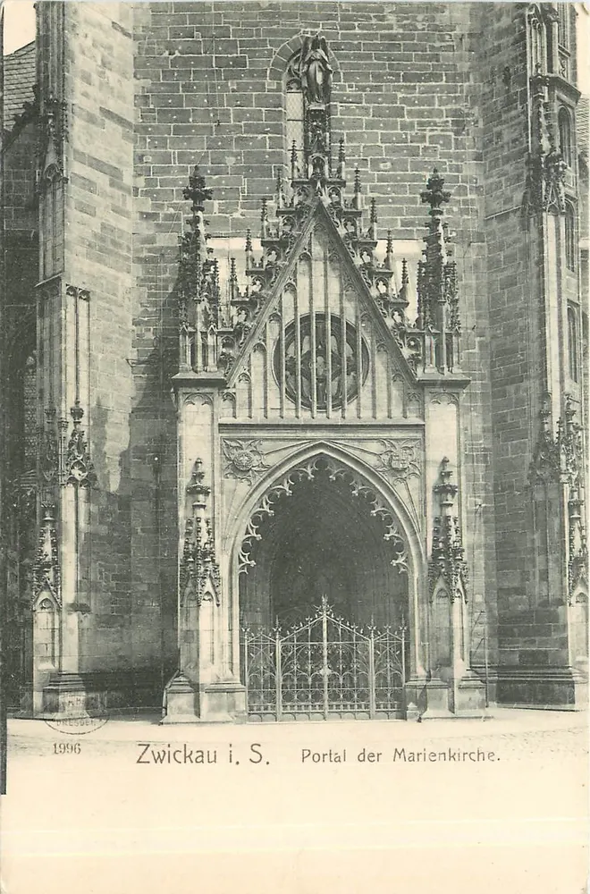 Zwickau i. S. — Portail de la Marienkirche — éditeur Dresdner Verlag, n° 1996 - Recto