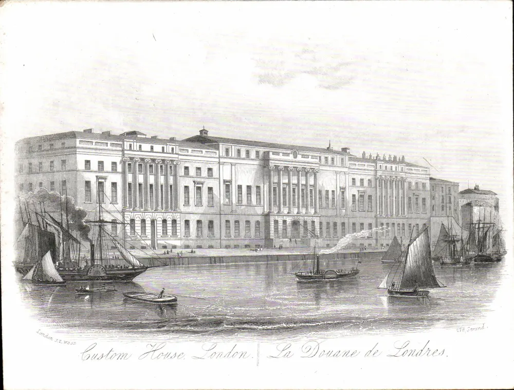 Die Zollbehörde von London — Ansicht des Zollhauses — Kupferstich von J.Z. Wood, Nr. 278, Serond - Vorderseite