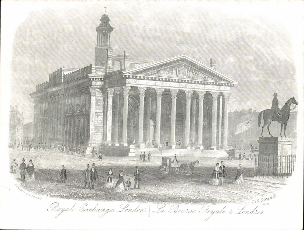 Die Königliche Börse in London — Kupferstich von J.S. Wood — Nr. 208, Serie 278 Strand - Vorderseite