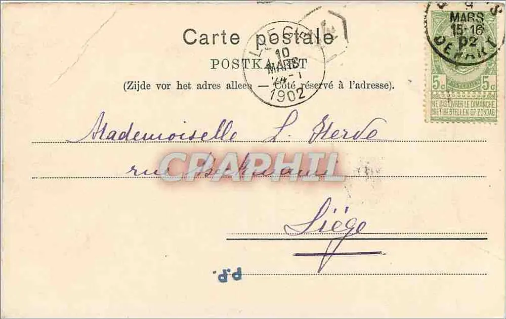Gand. Katedra św. Michała — E. V. Bruyelles, n° 66 - Rewers