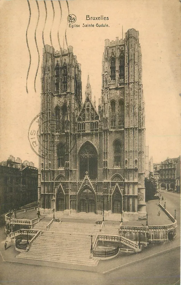 Bruselas — Iglesia de Santa Gudula — Editor Thill, serie 1, n° 9 - Anverso