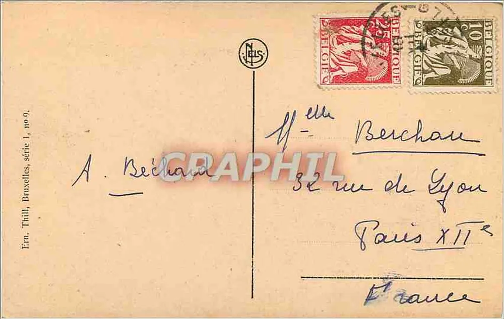 Bruselas — Iglesia de Santa Gudula — Editor Thill, serie 1, n° 9 - Reverso