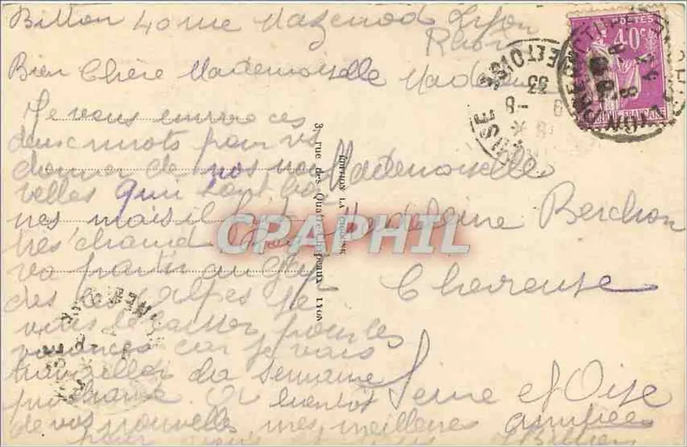 Lyon - A Basílica de Fourvière — editor V. Lyon, n° 12.V - Verso