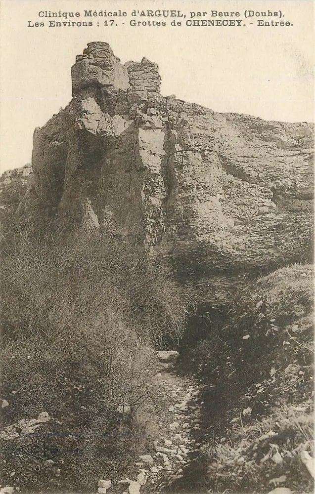 Grottes de Chenecey — Entrée — Clinique Médicale d'Arguel, par Beure (Doubs) - Recto