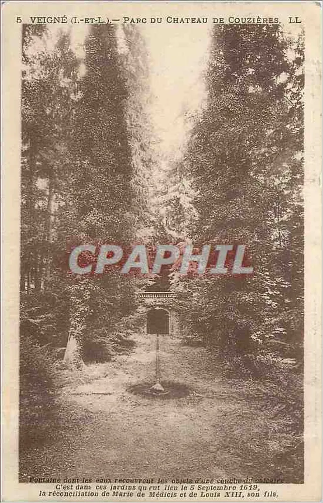 Veigné (I.-et-L.) — Parque do Castelo de Couzières — Fonte da reconciliação de Maria de Médicis e Luís XIII - Frente