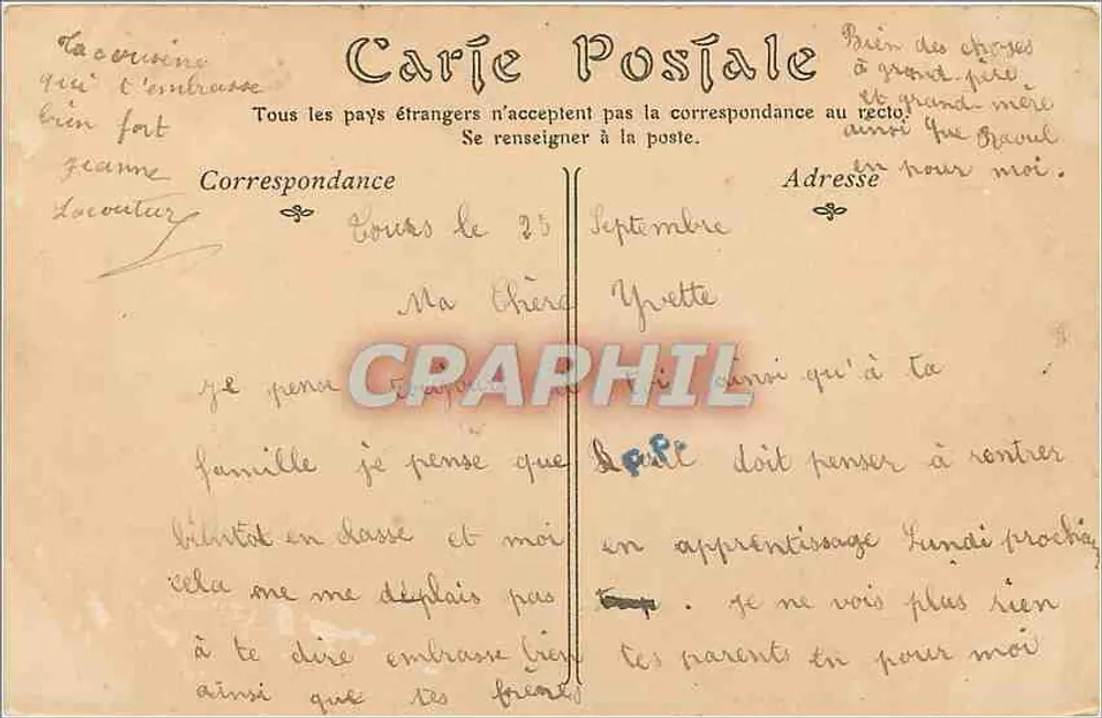 Tours — Torre de Carlomagno e a Basílica de São Martinho — A Arma de Gourmont — O Teatro — Lembrança - Verso