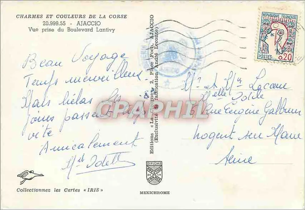 Ajaccio — Vista tomada del Boulevard Lantivy — Ediciones IRIS - Reverso