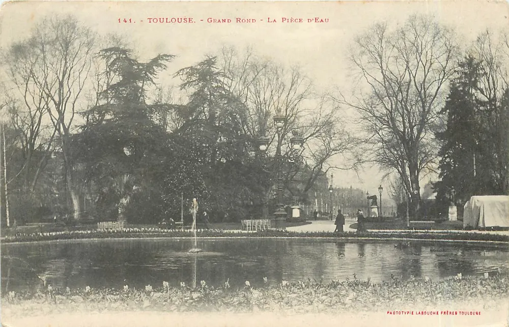 Toulouse - Grand Rond - La Pièce d'Eau — Phototypie Labouche Frères Toulouse, n°141 - Recto