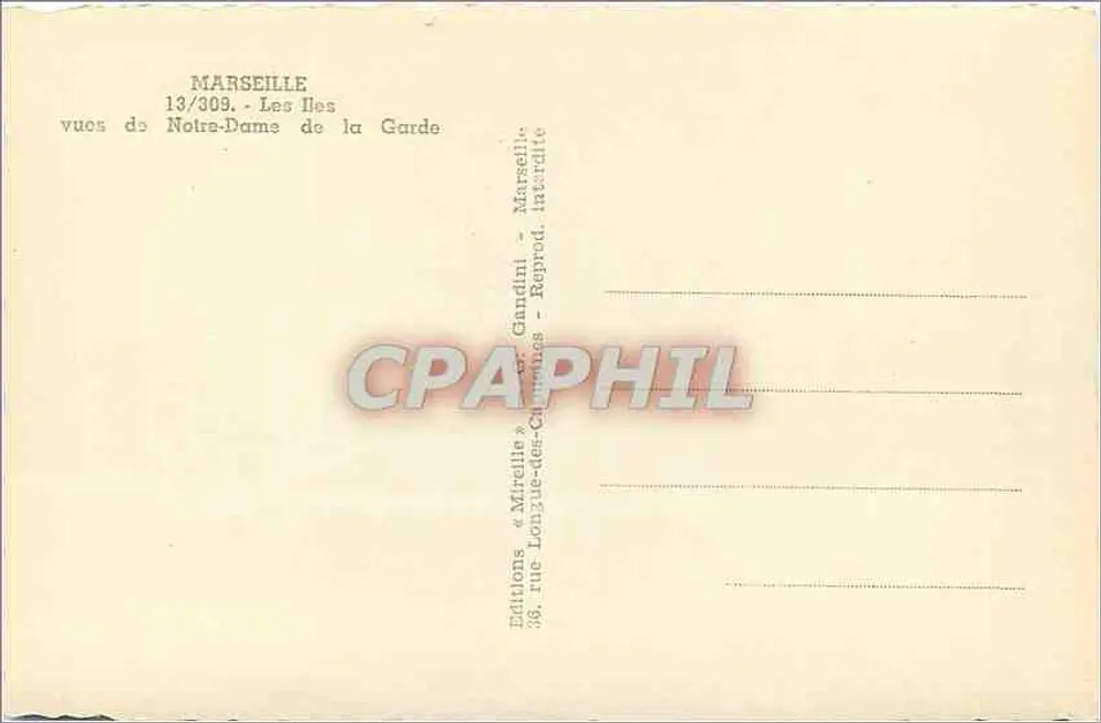 Marselha — Vista de Nossa Senhora da Guarda — As Ilhas — Edições Mireille - Verso