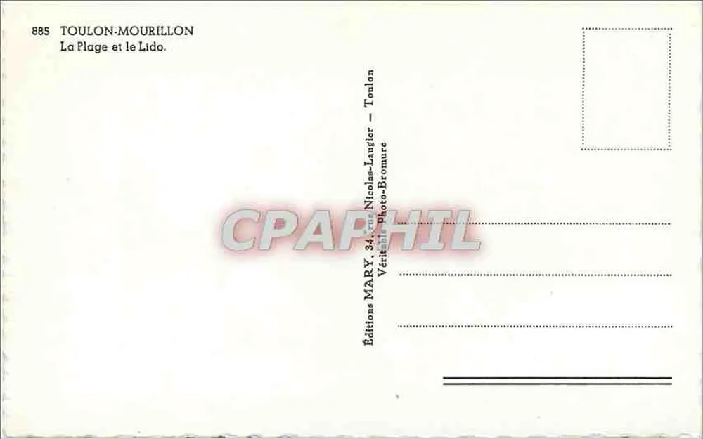 Toulon-Mourillon — La Plage et le Lido — Éditions MARY - Verso