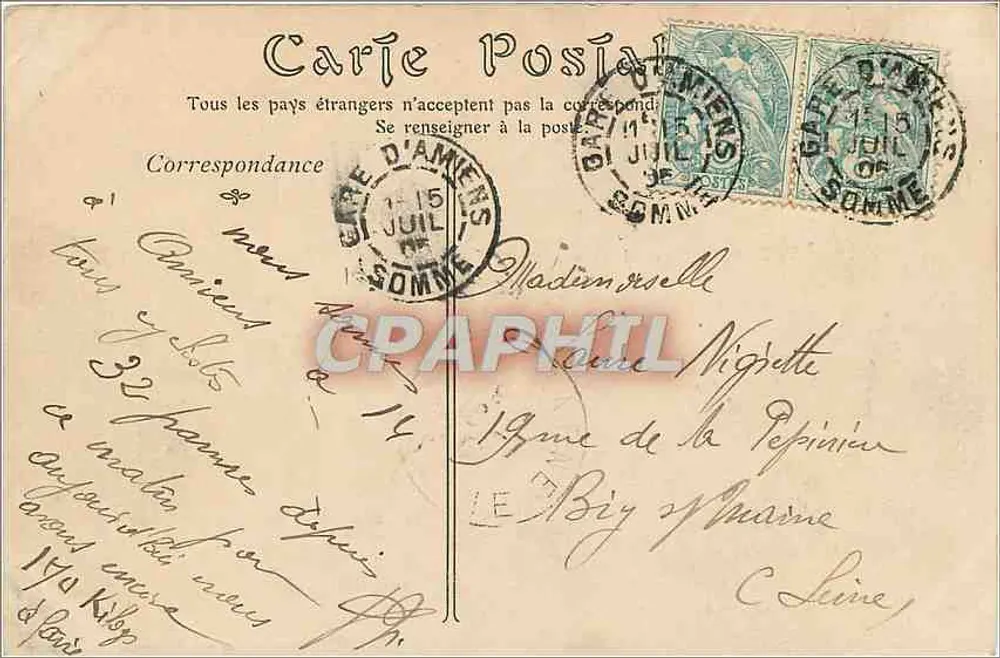 Amiens — O Museu — HERBOUT, fabricante de papel, 19 rue de Novon - Verso