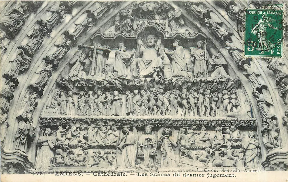 Amiens — Cathédrale — Les Scènes du dernier jugement — L. Caron, phot.-édit. Amiens - Recto
