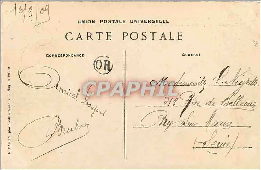 Amiens — Cathédrale prise à vol d’oiseau — L. CAILLOIS, photo-éditeur, Amiens, n°125 - Verso