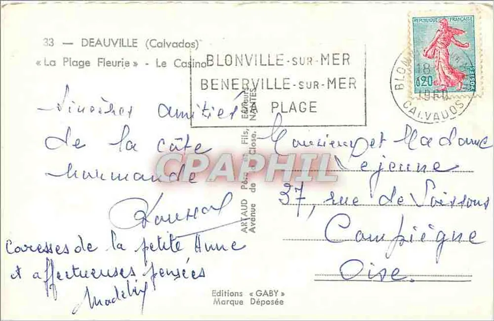 Le Casino de Deauville — La Plage Fleurie — Éditions Gaby - Verso