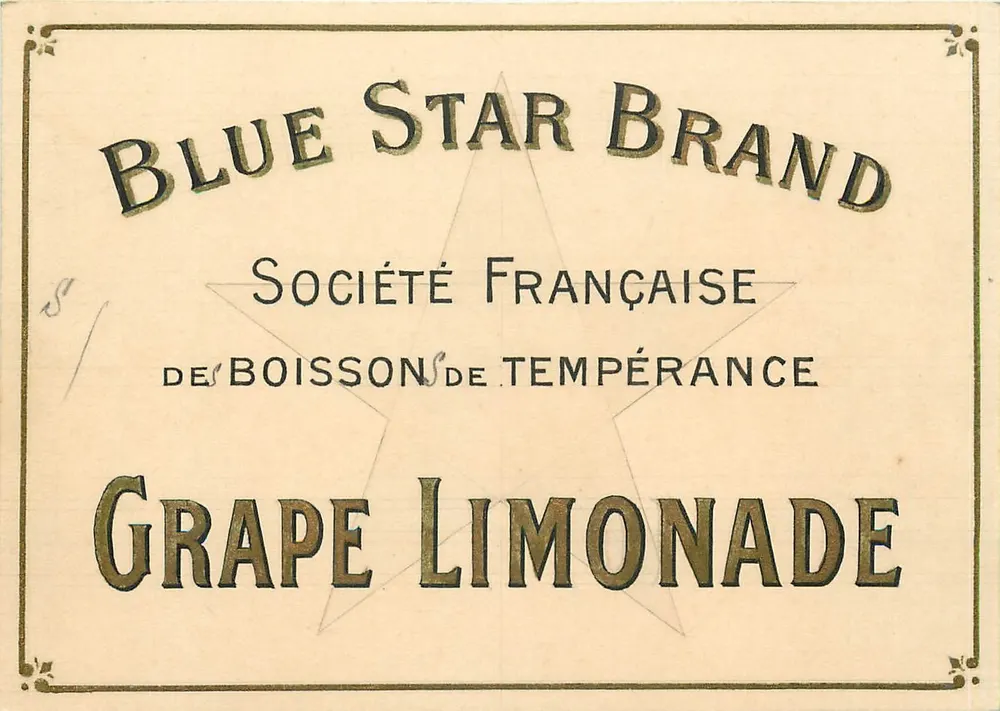 Blue Star Brand — Sociedade Francesa de Bebida de Temperança — Grape Limonade - Frente