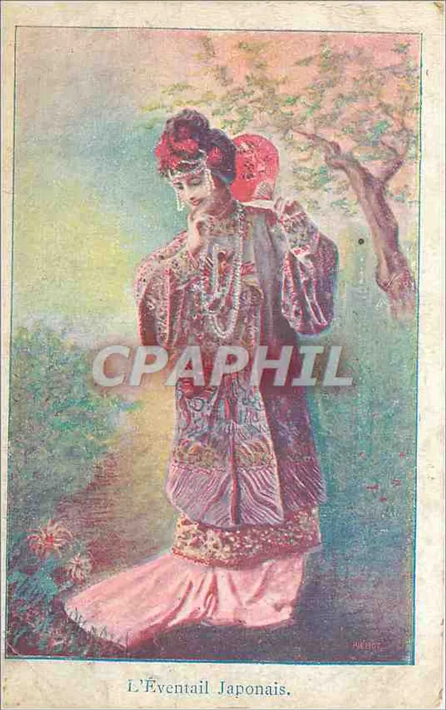 Japoński Fani — ilustracja kobiety w stroju tradycyjnym — wydawca RUBERT, n°12 - Awers