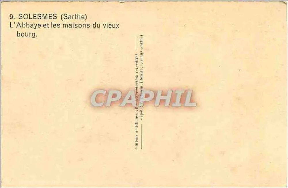 Solesmes (Sarthe) — Die Abtei und die Häuser des alten Dorfes — künstlerische Ausgaben (Sarthe) - Rückseite