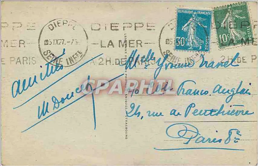 Chegada do « Steamer Paris » — Dieppe — n°86 - Verso