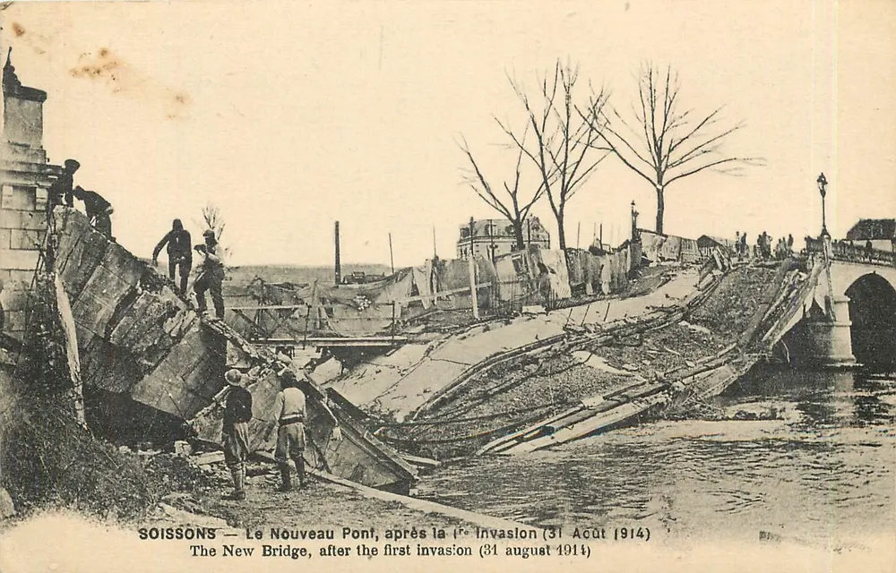Soissons — Ansicht des neuen Brücke nach der ersten Invasion (31. August 1914) — Verlag unbekannt - Vorderseite