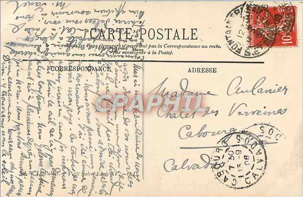 Innenansicht des Schlosses Fontainebleau — Speisesaal — Verlag: C. Paphil, Nr. 12 - Rückseite