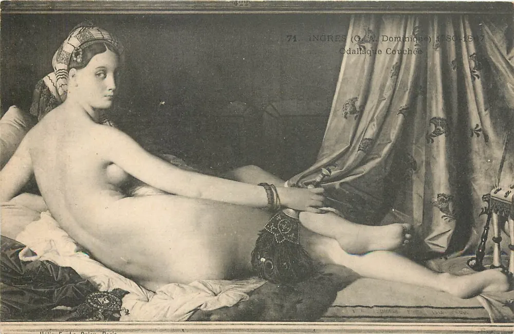 Odalisca deitada — reprodução da obra de Ingres (O. A. Dominique) 1830-1807 — editada por F. de Pales, Paris - Frente