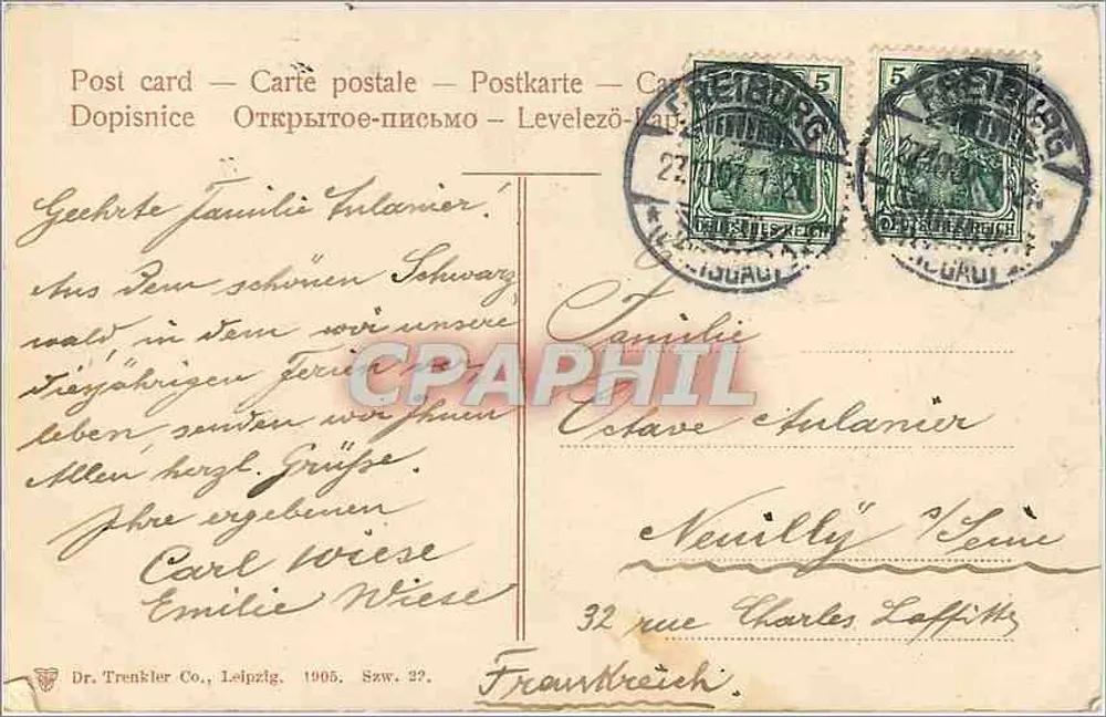 Ravennawasserfall — cascata no Höllenthal — Dr. Trenkler Co., Leipzig, n° 27 - Verso
