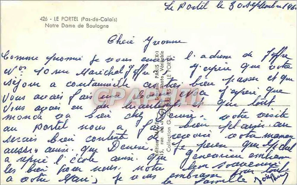 Notre-Dame de Boulogne — statue de la Vierge à l'Enfant avec deux anges — éditeur MAGE, n° 636 - Verso