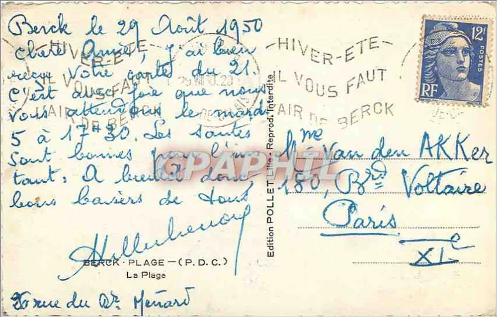 Berck - A Praia — Edição Poll & Lille, n° XL - Verso