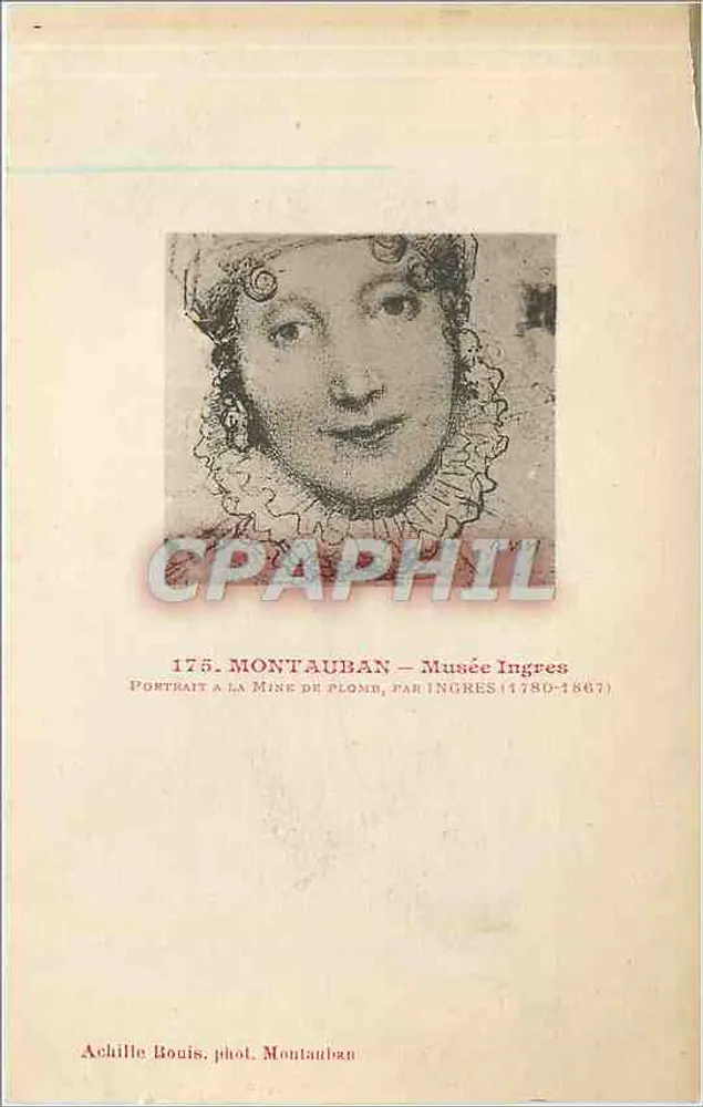 Montauban — Museu Ingres — Retrato a lápis de chumbo por Ingres (1780-1867) - Frente