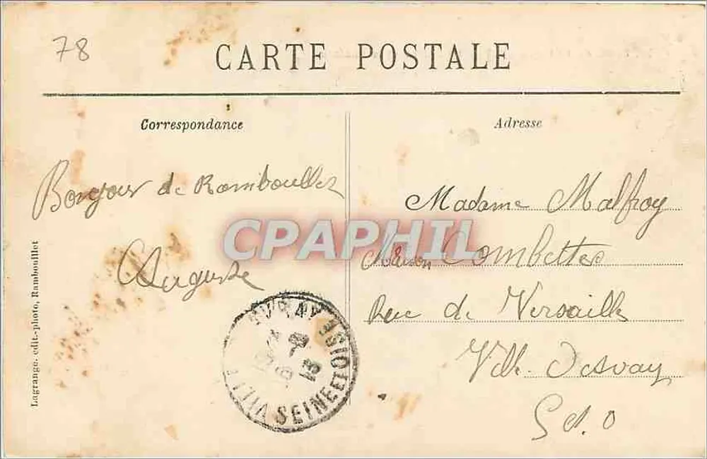 Parque de Rambouillet — O Esfinge e o Castelo — Lagrange, editor - Verso