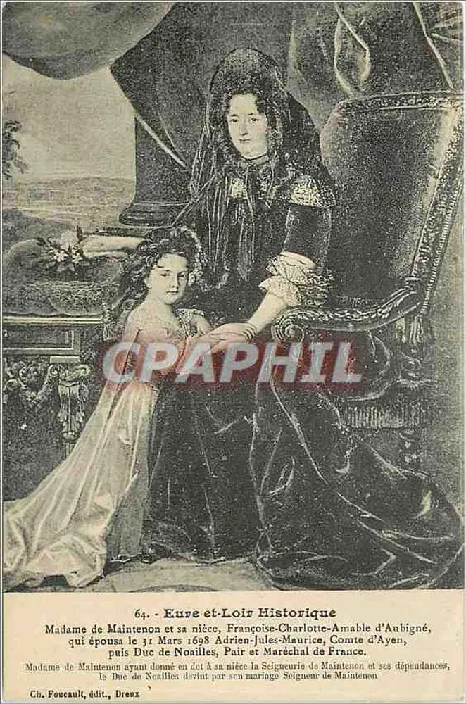 Madame de Maintenon e sua sobrinha Françoise-Charlotte-Amable d'Aubigné — Histórico de Eure-et-Loir — Ch. Fouseault, editor, Dreux - Frente