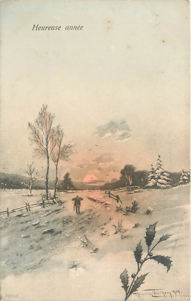 Ano feliz — paisagem invernal — Henri Van Derliping, 1904 - Frente