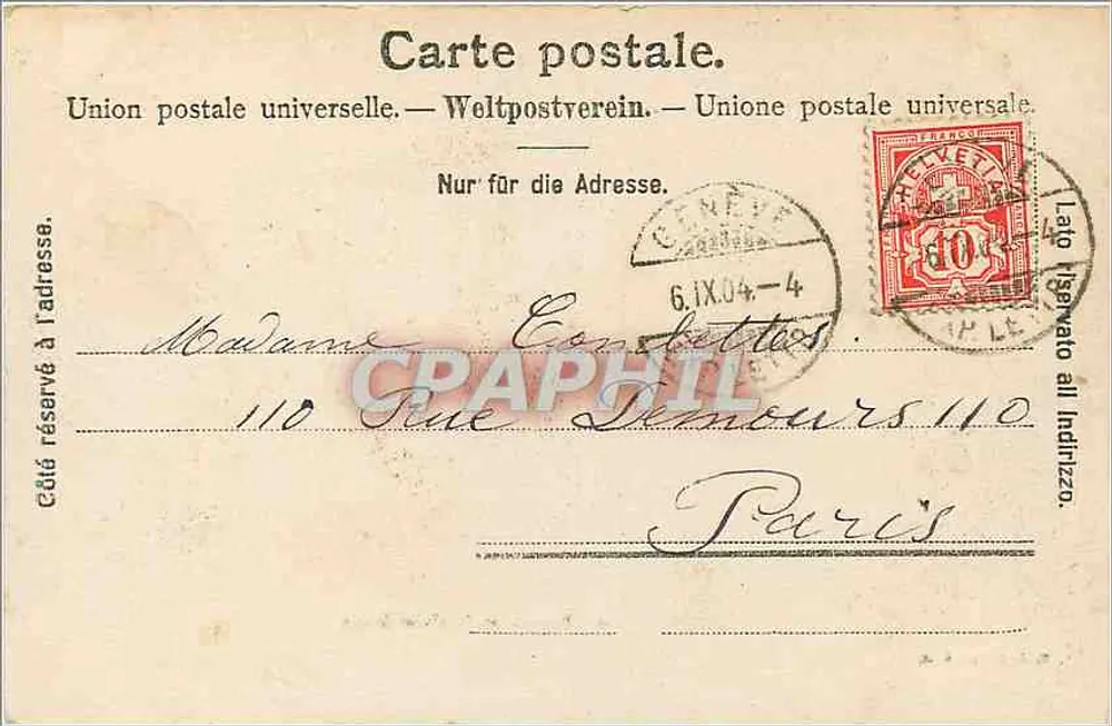 Genebra e o Mont-Blanc — vista do ponte sobre o lago — C.T. & Cie. à G. n°149 - Verso