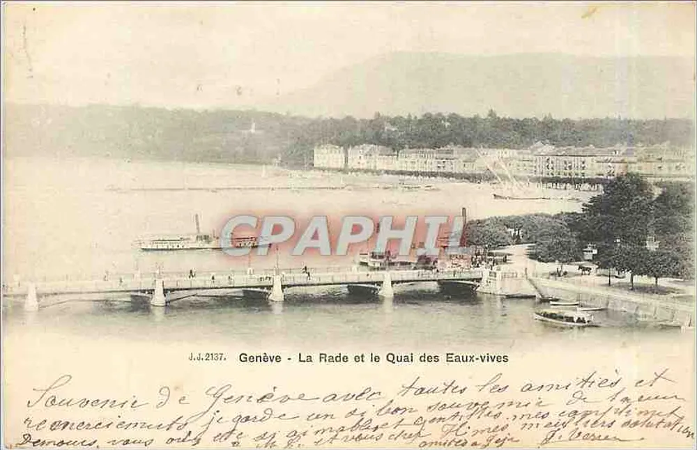 Genève - La Rade et le Quai des Eaux-vives — J.J.2137 — éditeur Jullion Frères, Genève - Recto