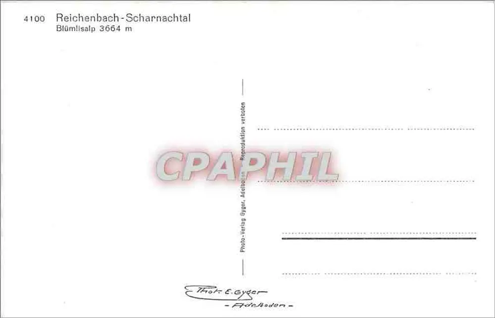 Reichenbach-Scharnachtal — Blümlisalp 3664 m — Photo-Verlag Syger, Adelboden - Achterkant