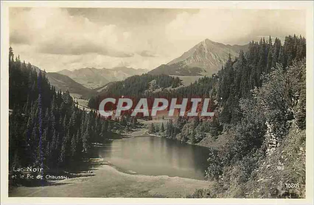 Lago Negro e o Pic de Chaussy — vista panorâmica — Edição Art. Perrochoc, Lausanne, n° 10291 - Frente