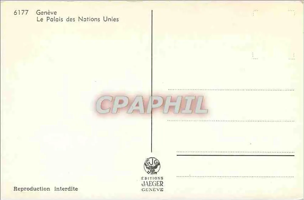 Palácio das Nações Unidas — Genebra — Edições Jaeger n°6177 - Verso