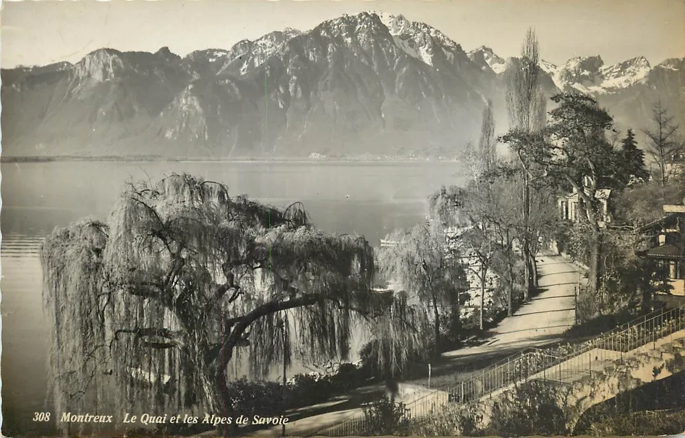 Montreux — Der Quai und die Alpen der Savoyen — Édit. Leman Canguin & Lano, n° 308 - Vorderseite